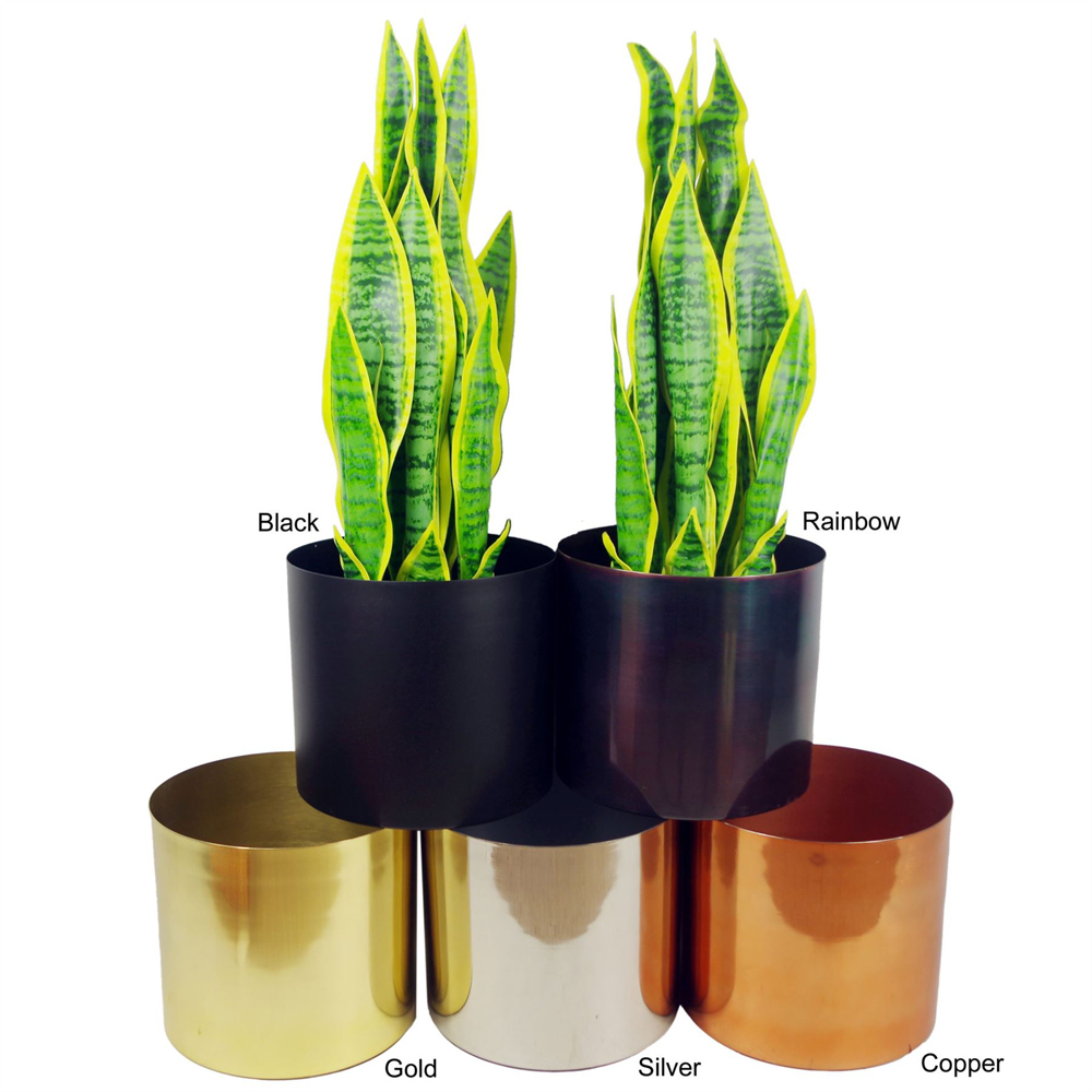 Botanik Iridescent Rainbow Metal Planter 18 x 20cm Image 3