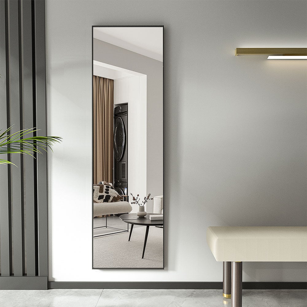 Living and Home Black Slim Full Length Wall Mounted Mirror 150cm Image 2