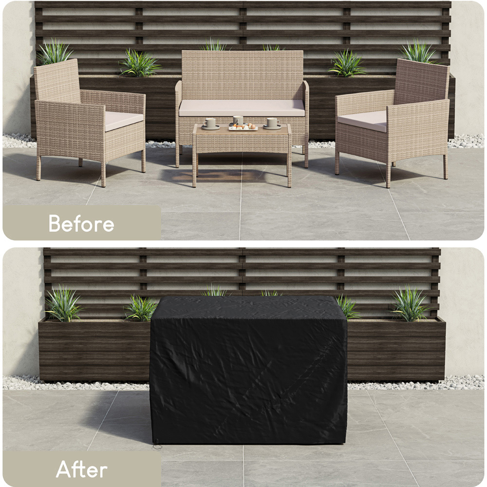 GARDEN VIDA Kendal 4 Seater Brown PE Rattan Garden Lounge Set with Cover Image 6