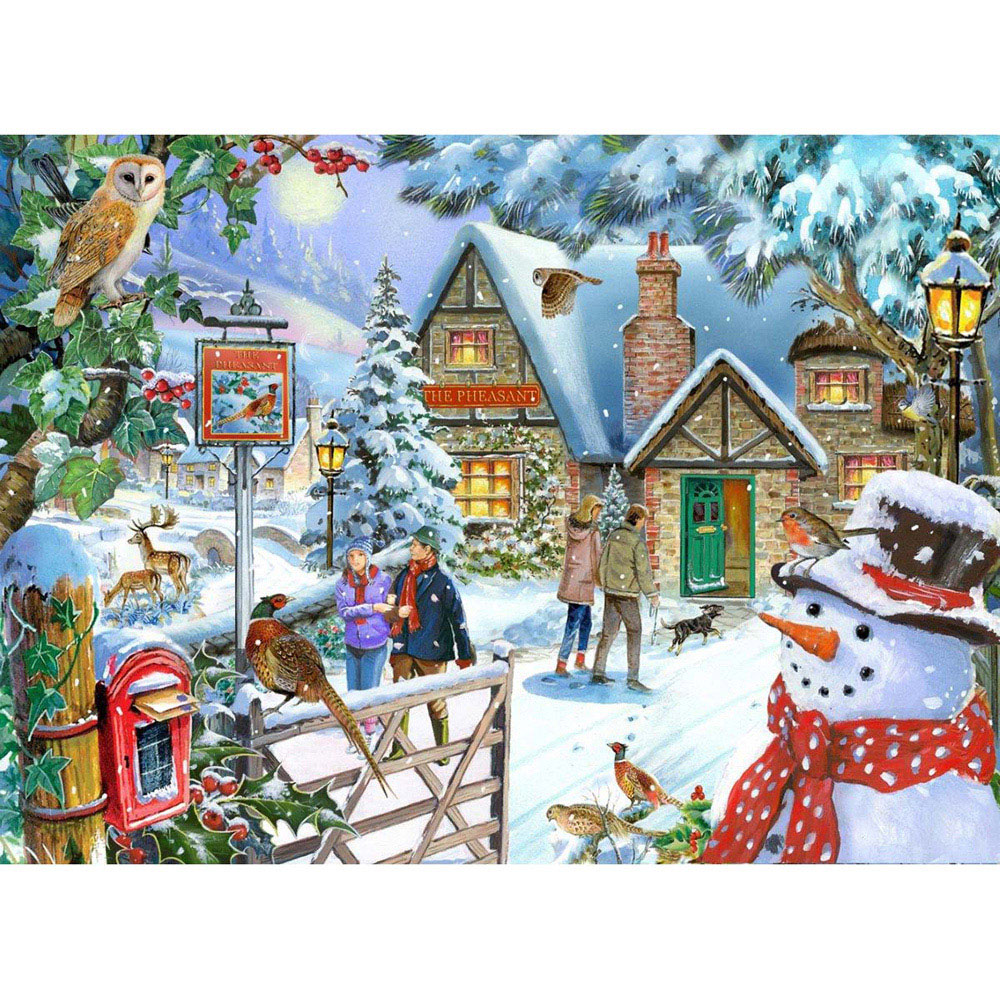 The House of Puzzles Snowman's View 1000 Piece Jigsaw Puzzle Image