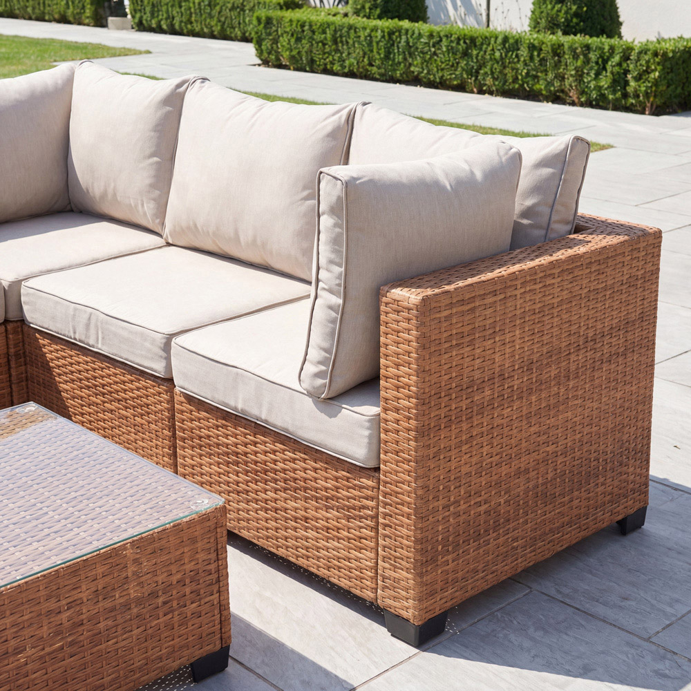 Artemis Home Saviano 5 Seater Tan and Cream Rattan Modular L-Shaped Corner Sofa Set Image 2