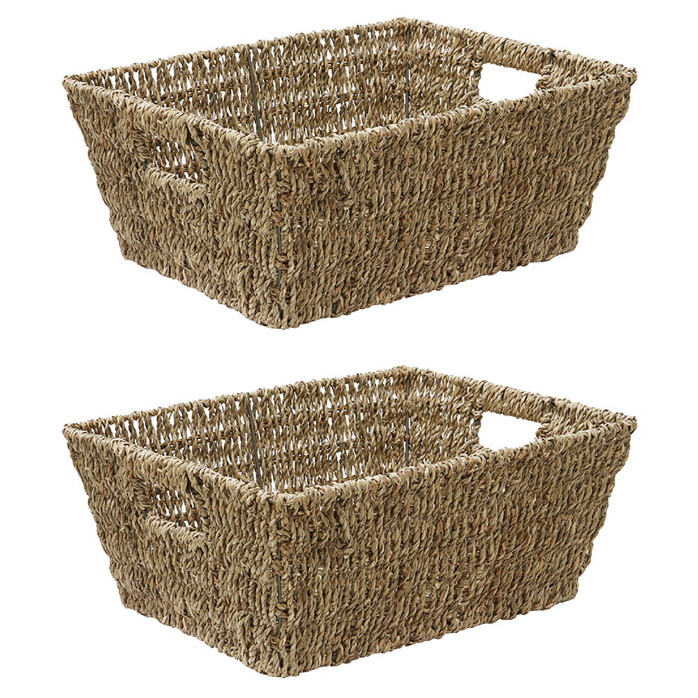 JVL Seagrass Rectangular Storage Basket Set of 2 Image 1