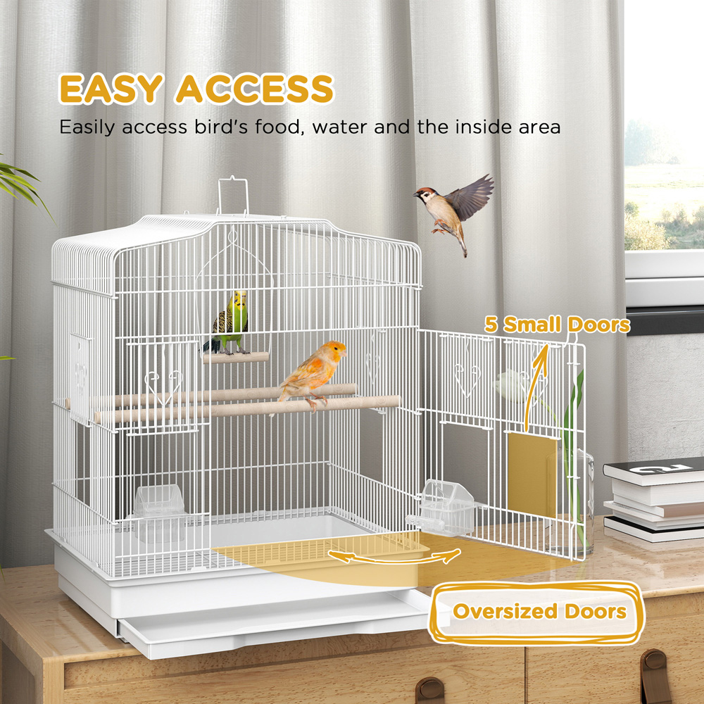 PawHut White Large Bird Cage 59 x 36 x 47cm Image 5