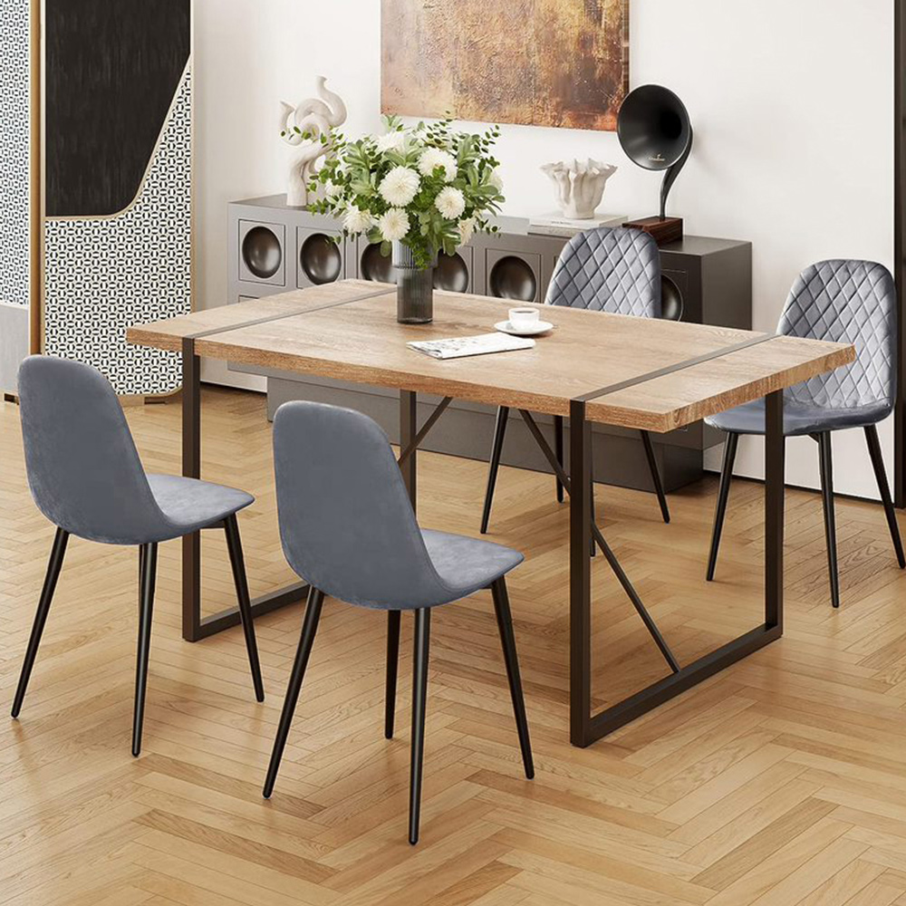 Alivio Set of 4 Grey Velvet Dining Chairs Image 1
