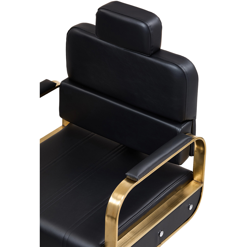 Living and Home Black and Gold Reclining Barber Chair with Hydraulic Lift Image 6