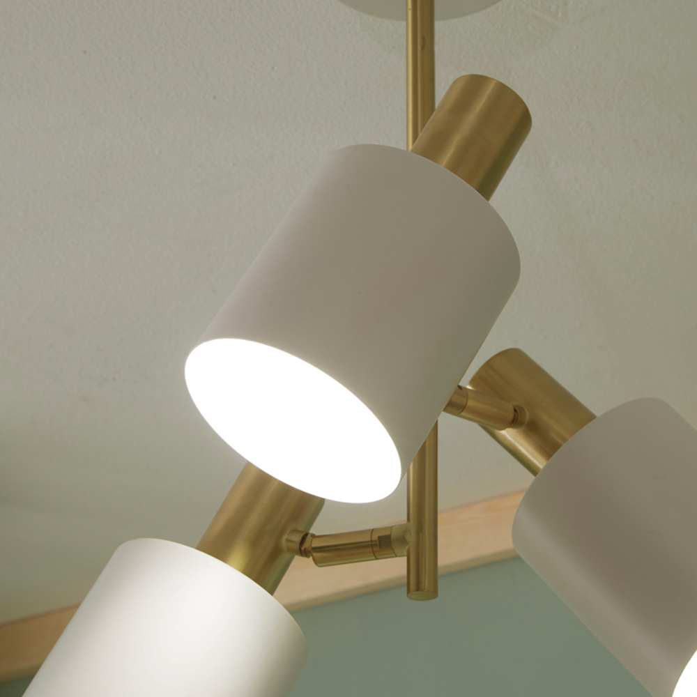 Pacific Lifestyle Biba 3 Light White and Brass Electrified Pendant Light Image 3
