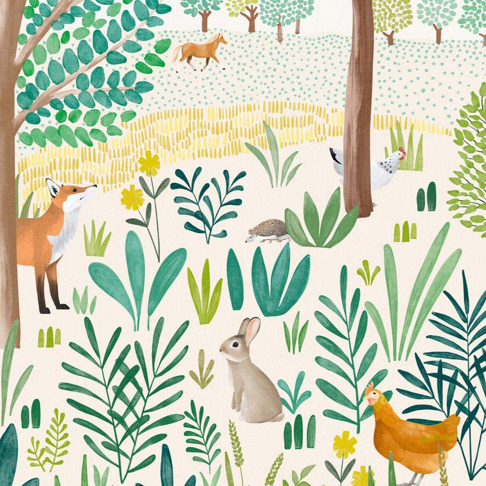 Grandeco Grena Nursery 3 Lane Wall Mural Image 2