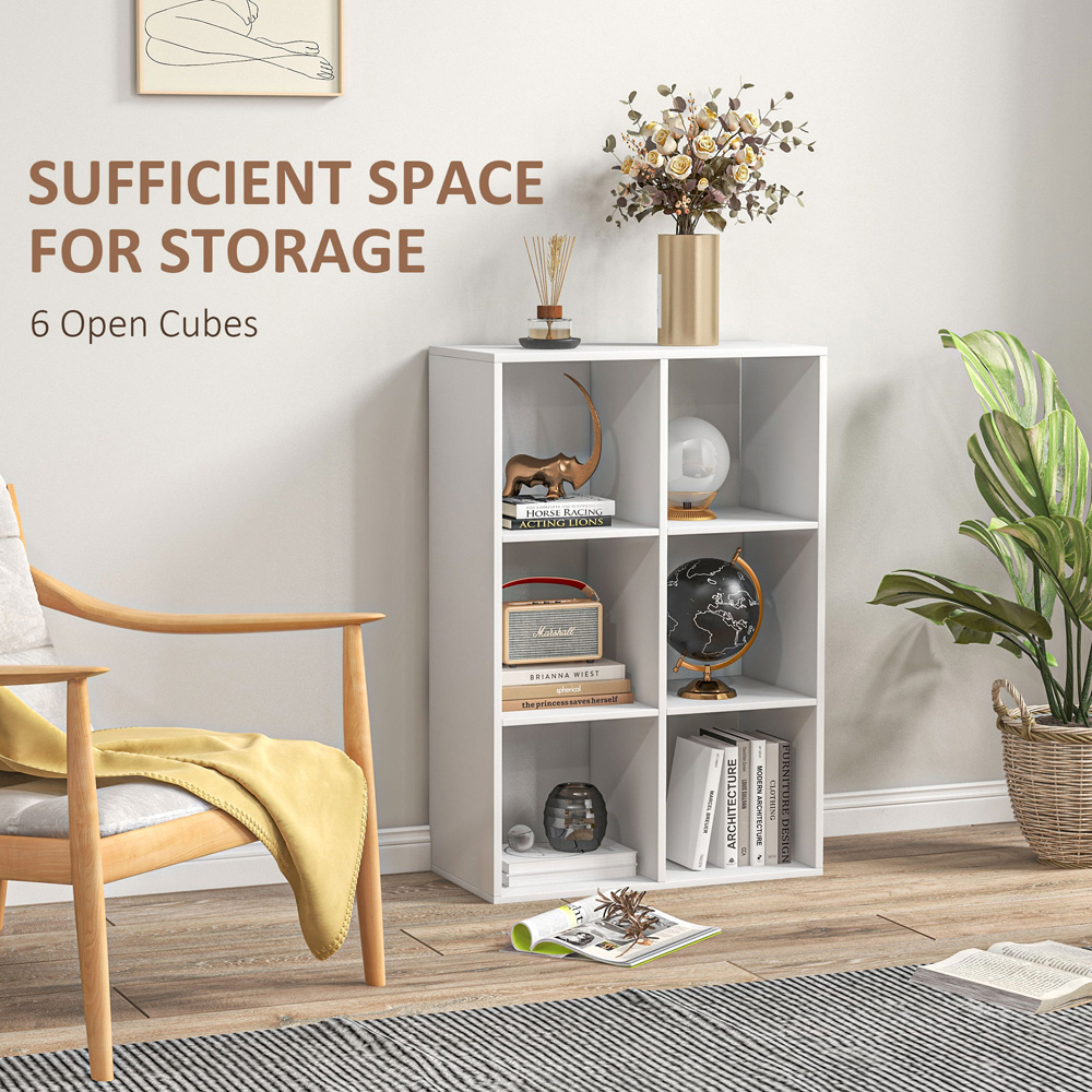HOMCOM 6 Cube White Bookshelf Image 4