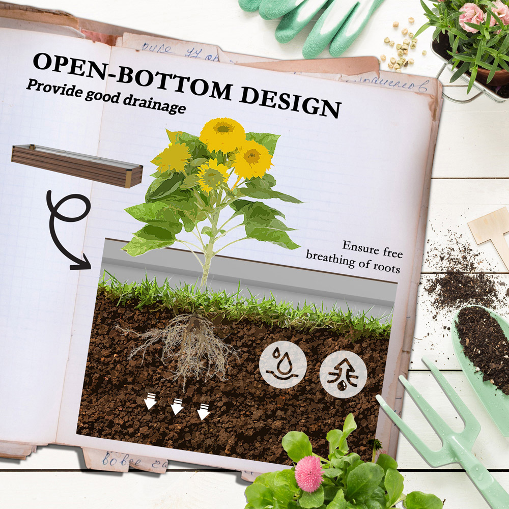 Outsunny Brown Steel Galvanised Raised Garden Bed 30 x 60 x 240cm Image 5