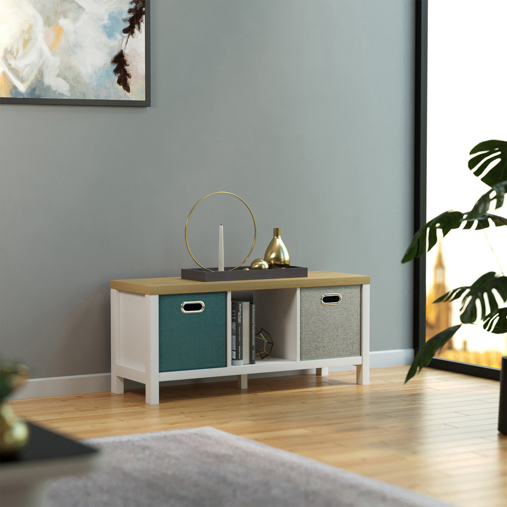 Clever Cube 3 Shelf White and Light Oak Effect Storage Unit Image 7