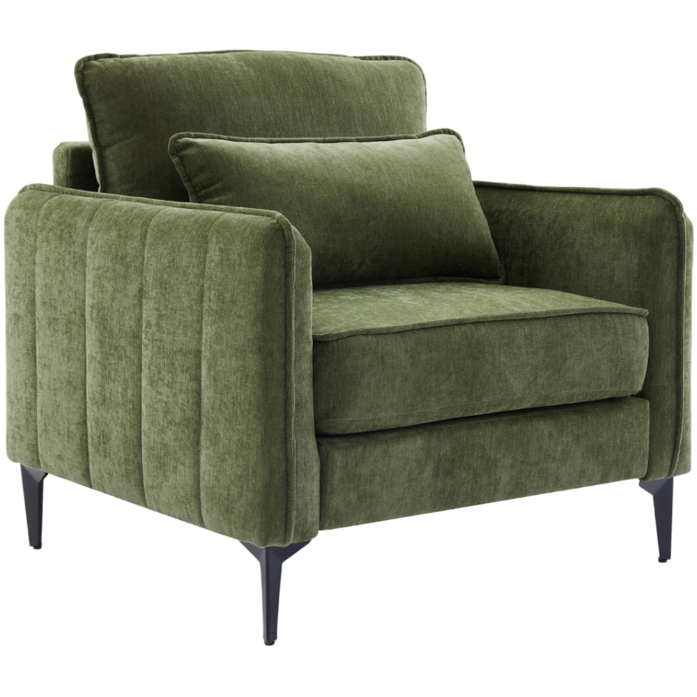Living and Home Green Fleece Fabric Armchair with Cushions Image 2