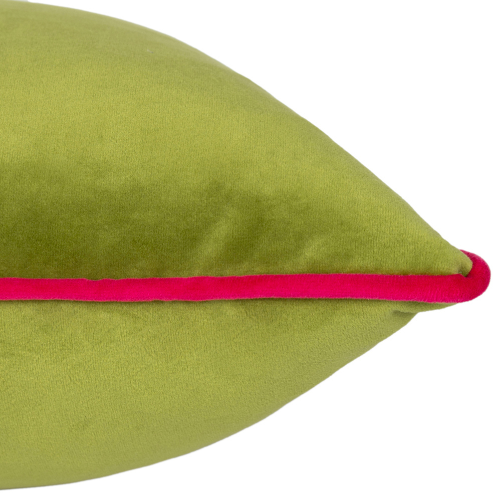 Paoletti Meridian Lime Hot Pink Velvet Cushion Image 3