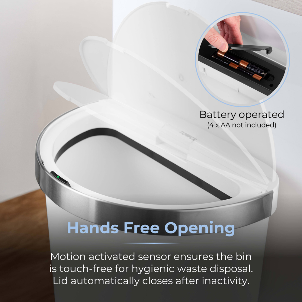 Tower White Curved ABS Sensor Bin 50L Image 4