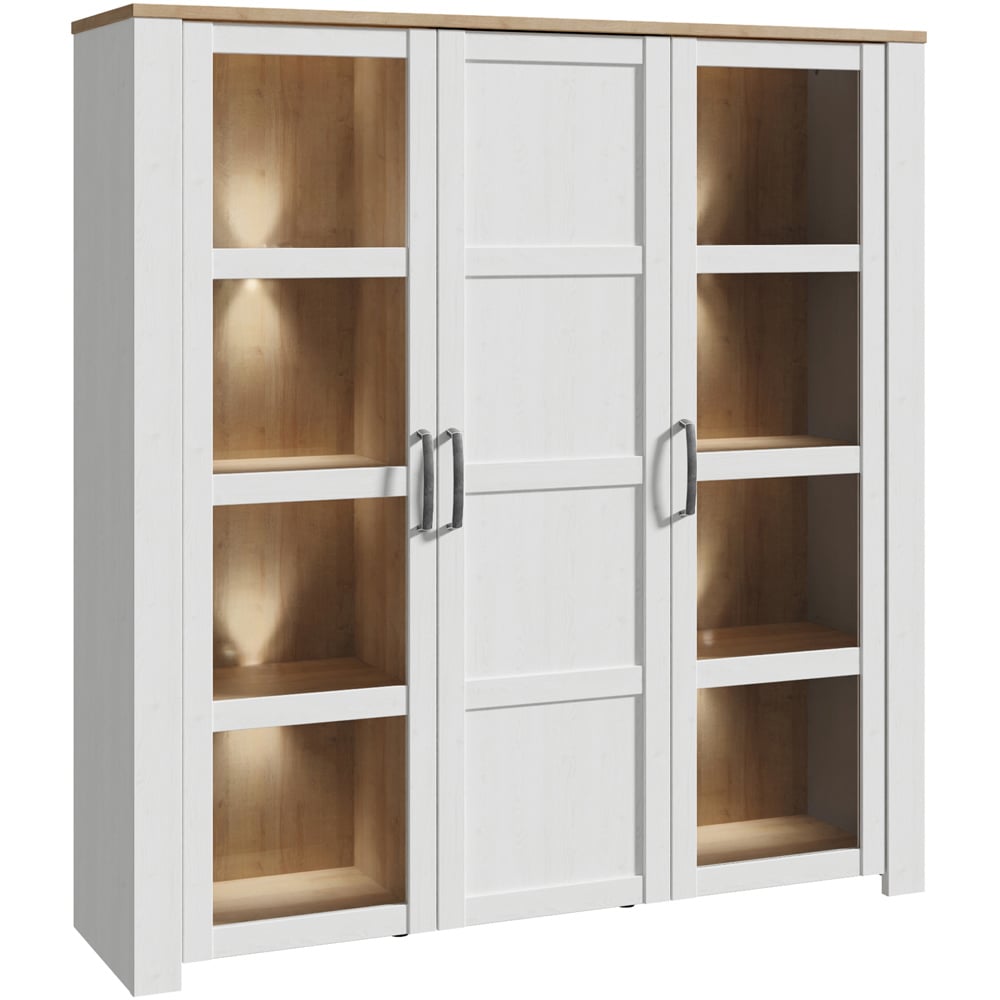 Florence Bohol 3 Door Riviera Oak and White Large LED Display Cabinet Image 5