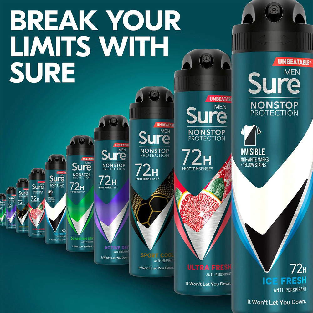 Sure Men Anti-Perspirant Invisible Ice Fresh Deodorant 150ml 18 Pack Image 4