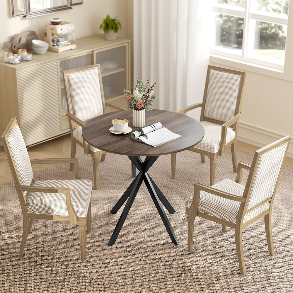 Portland 2 Seater Industrial Round Dining Table Brown Image 4