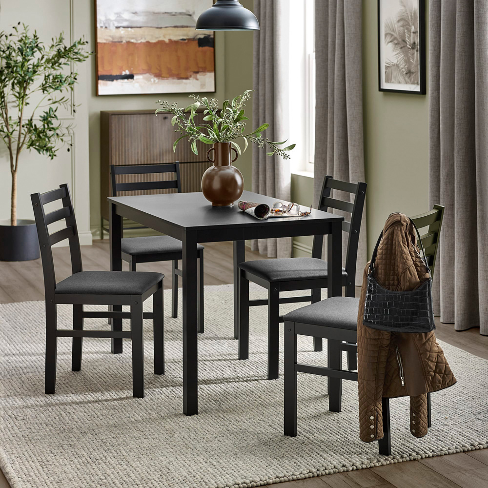 Julian Bowen Keats 4 Seater Black Rectangular Dining Set Image 1