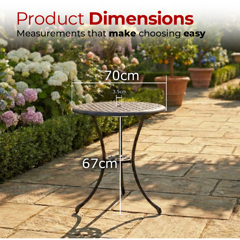Centurion Supports OSHOWA Black Aluminium Garden Patio Bistro Table Image 9