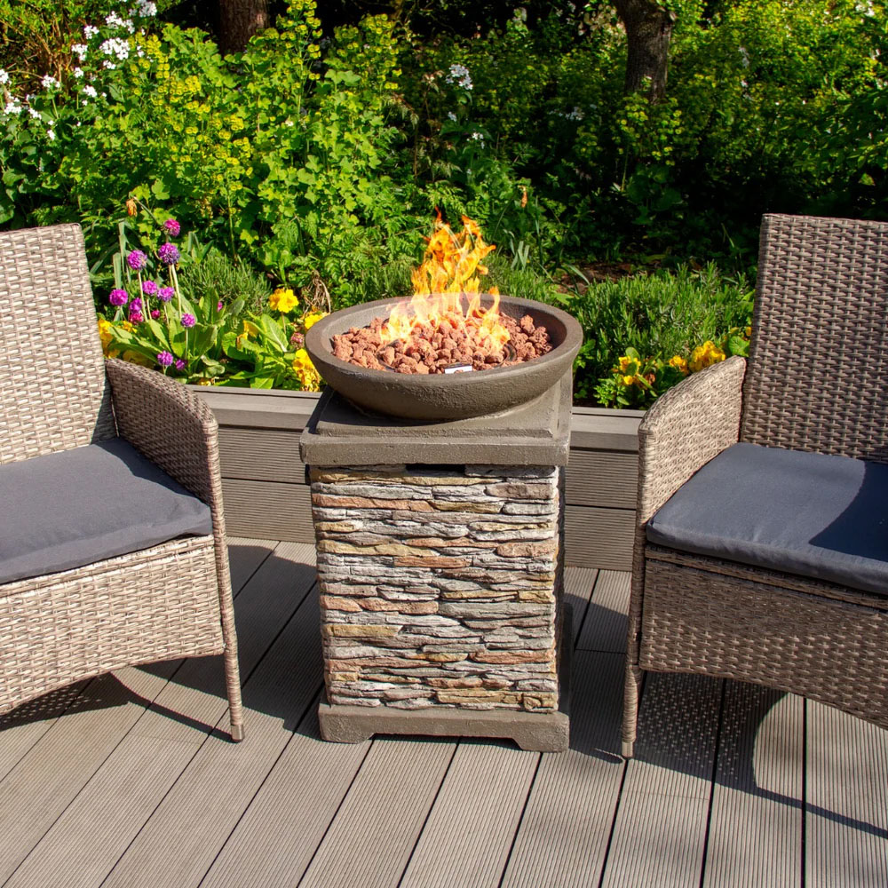 MonsterShop Stone Effect BTU 40000 Gas Fire Pit Image 2