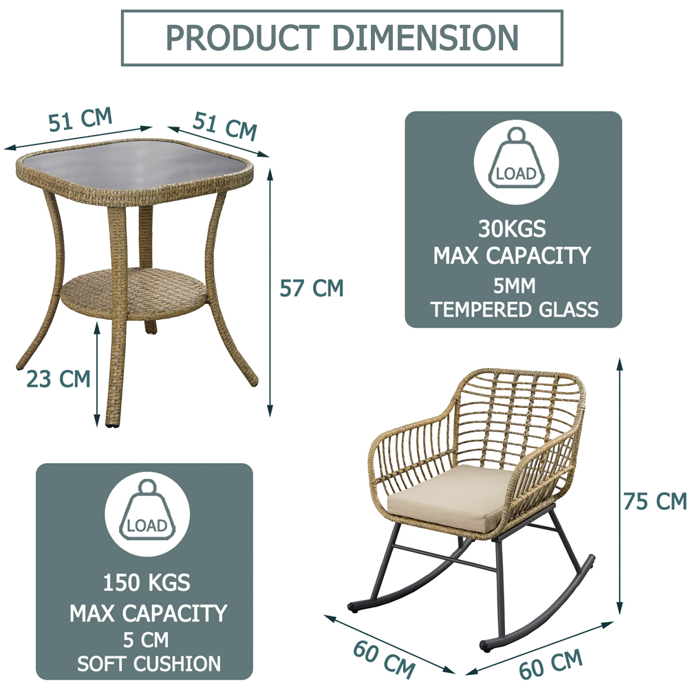 Furniture One 2 Seater Rattan Garden Rocking Lounge Set Image 8