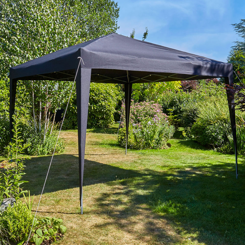 Home Source 3 x 3m Black Easy Up Garden Outdoor Gazebo Image 1