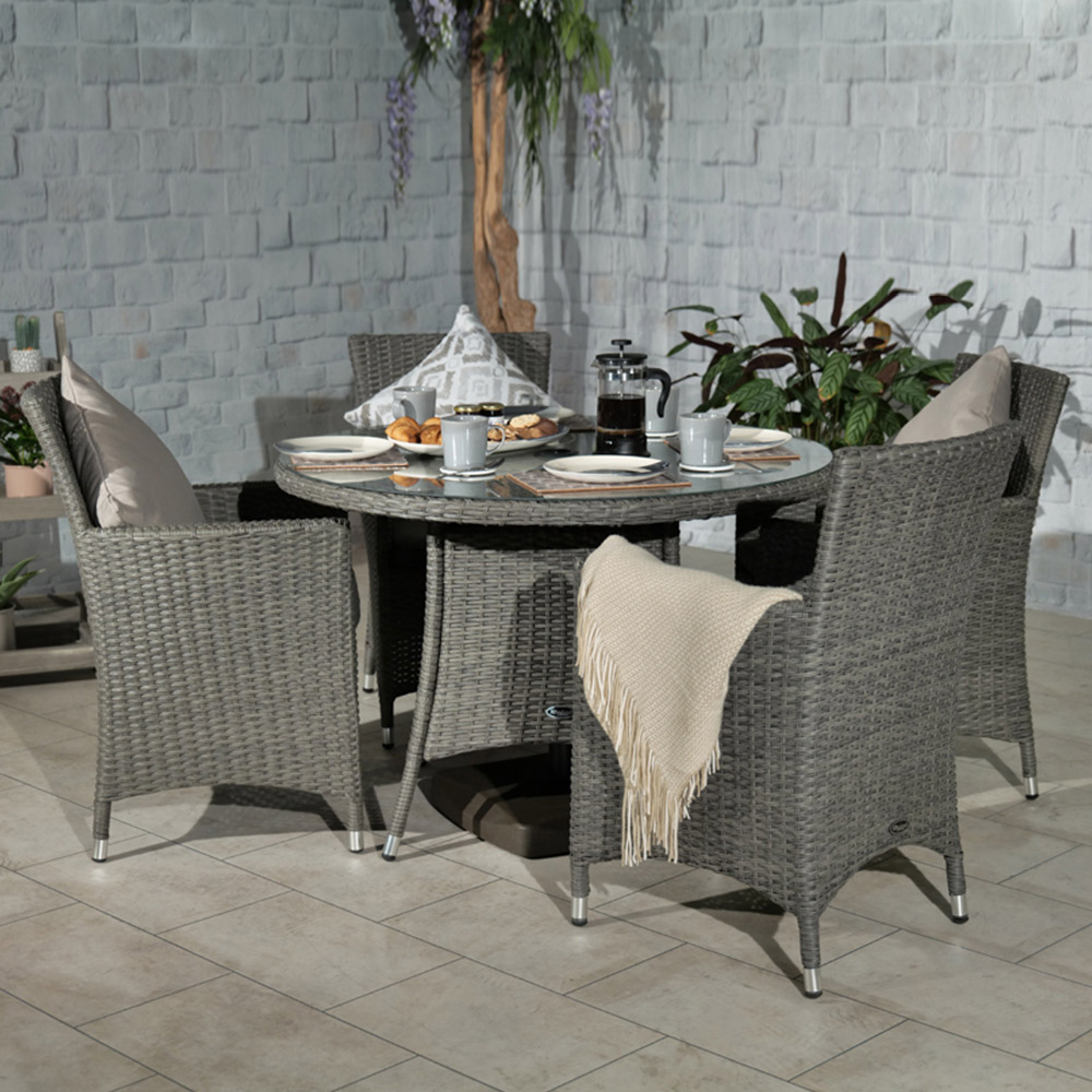 Royalcraft Paris 4 Seater Carver Round Dining Set Grey Image 1