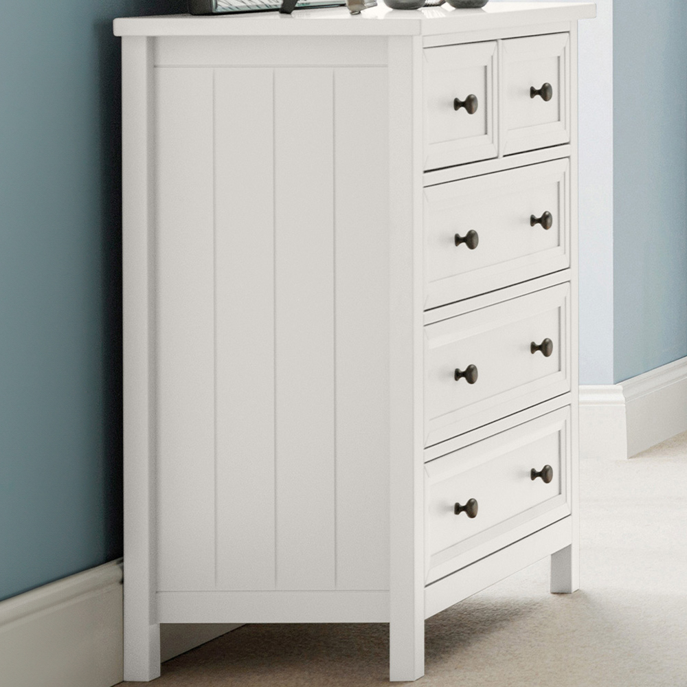 Julian Bowen Maine 5 Drawer Surf White Chest of Drawers Image 1