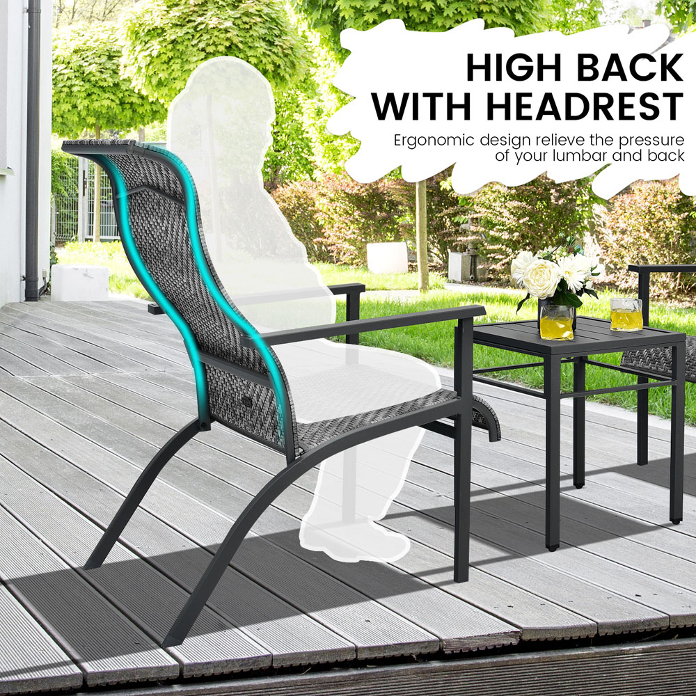 Costway 2 Seater Grey Bistro Furniture Set Image 4
