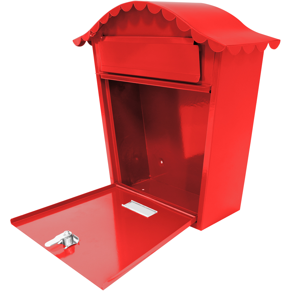 GardenKraft Classic Red Galvanised Steel Wall Post Box Image 3