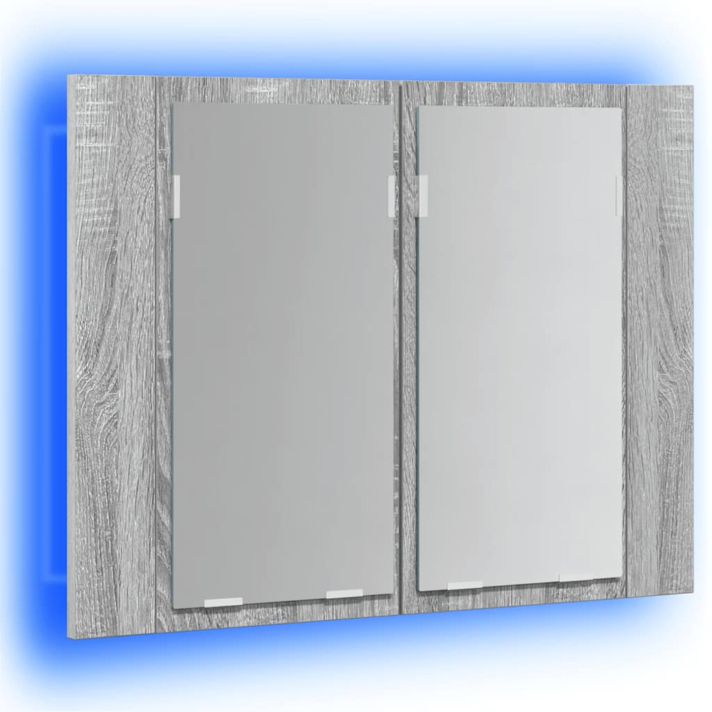 vidaXL 2 Door LED Grey Sonoma Oak Wood Mirror Cabinet Image 3