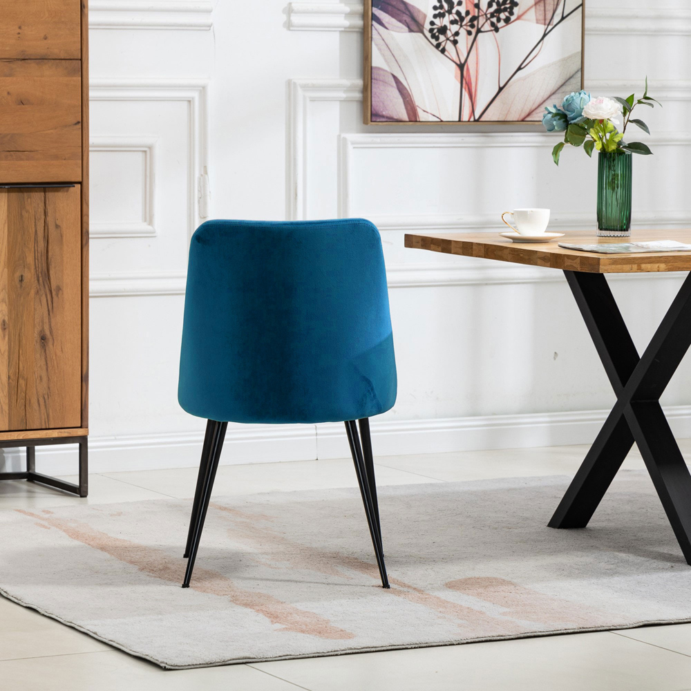 Artemis Home Morandi Set of 2 Blue Velvet Dining Chair Image 6