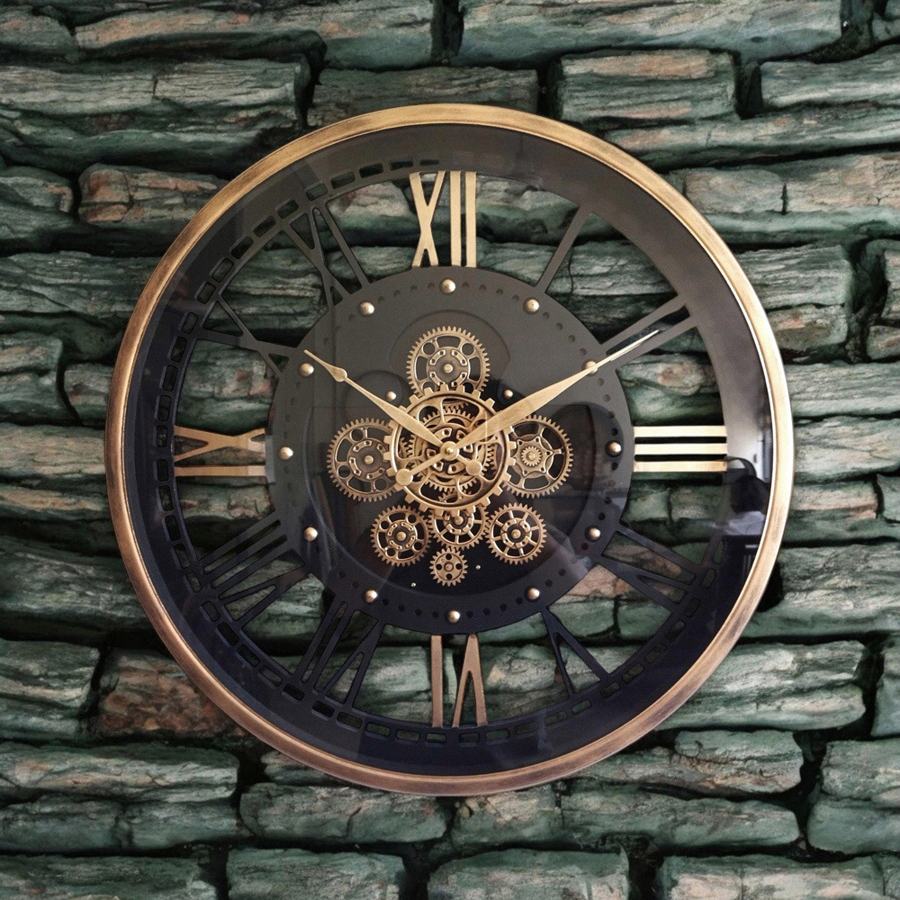 Acacia Home Black Round Wall Clock 60cm Image 2