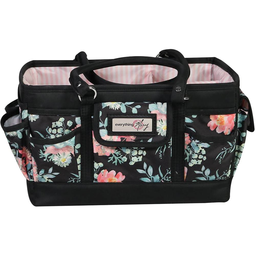 Everything Mary EVM12619-5 Black Floral Deluxe Tote Caddy 30.4 x 21.6 x 19cm Image 4