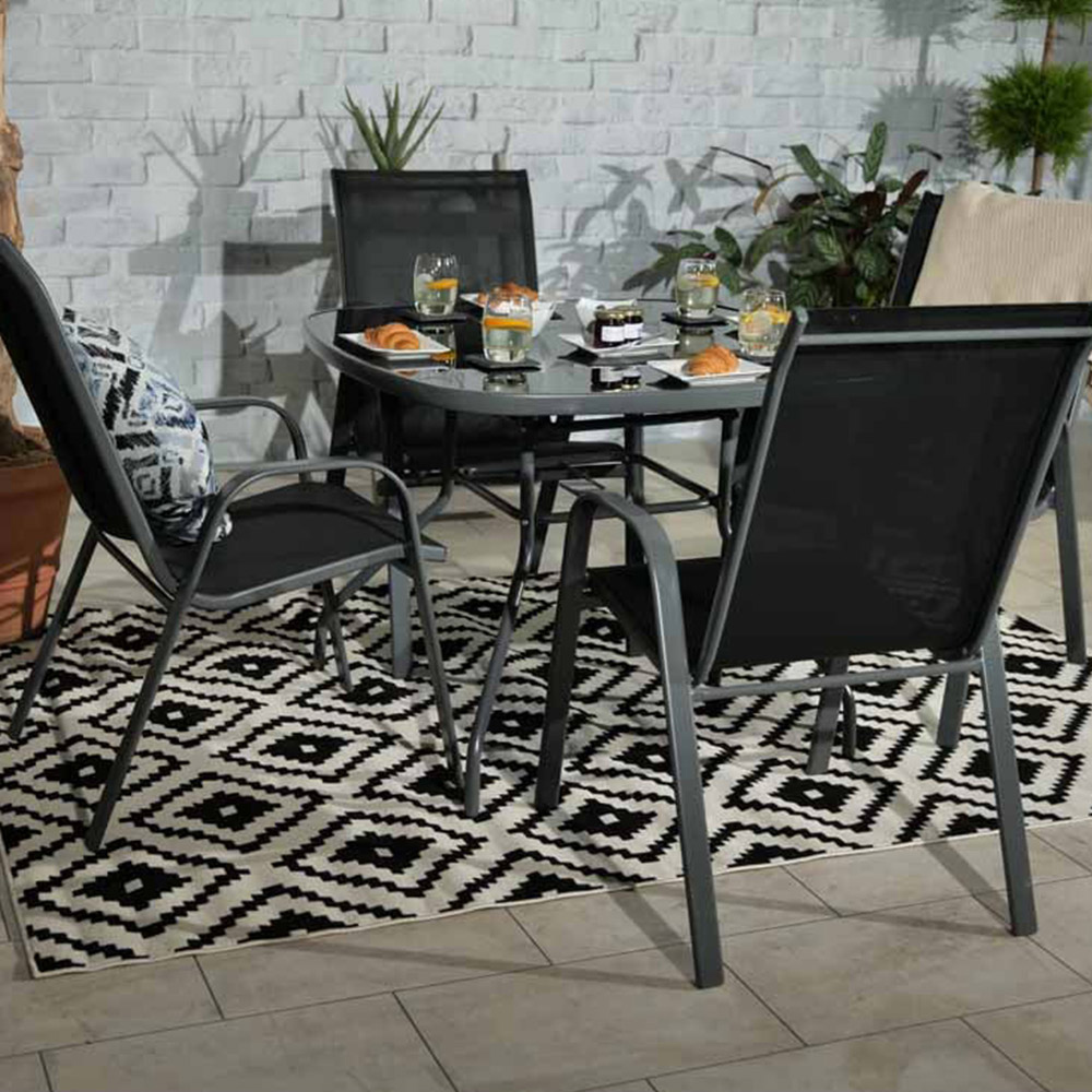 Royalcraft Rio 4 Seater Stacking Armchairs Dining Set Black Image 1