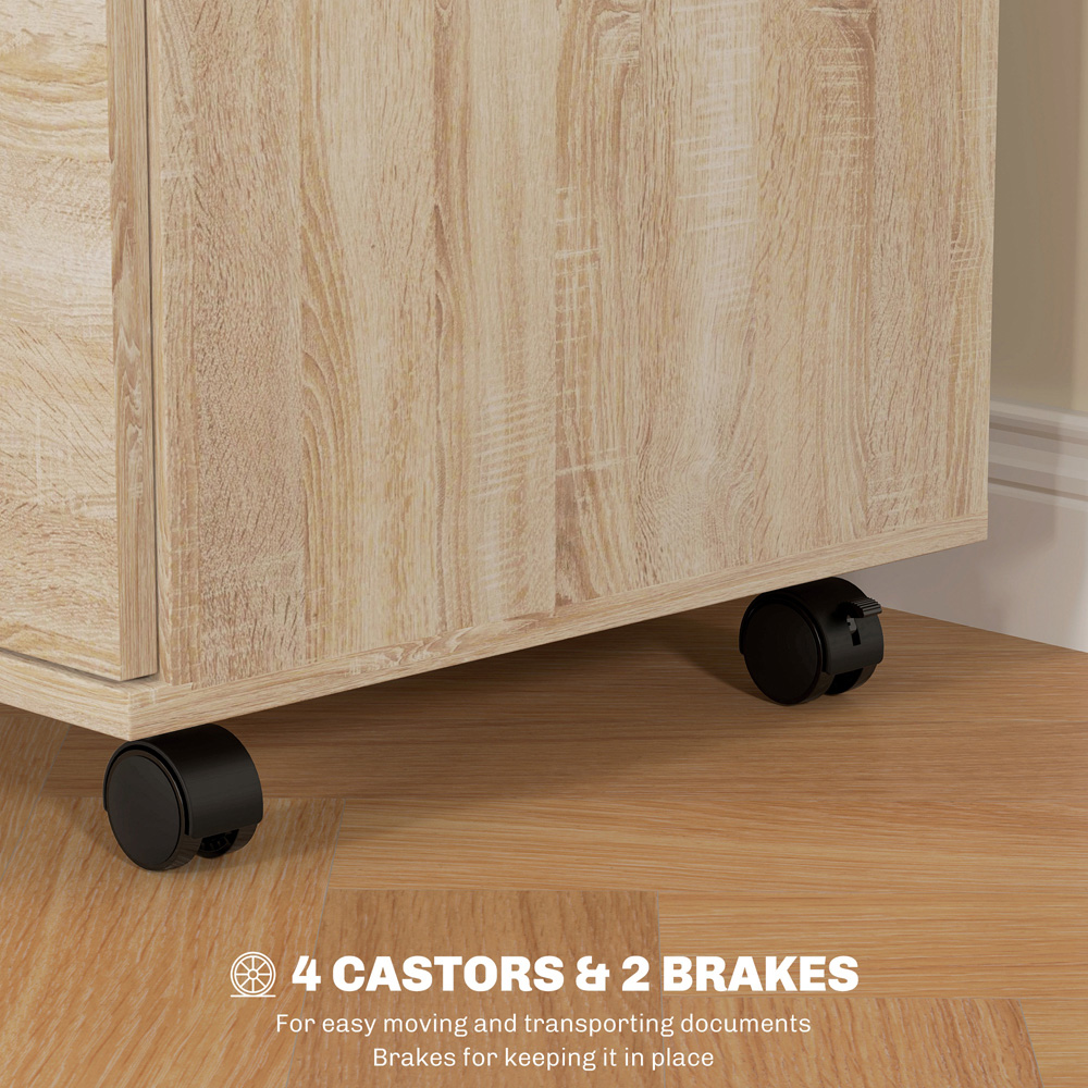HOMCOM 2 Drawer Oak Wooden Mobile Filing Cabinet Image 8
