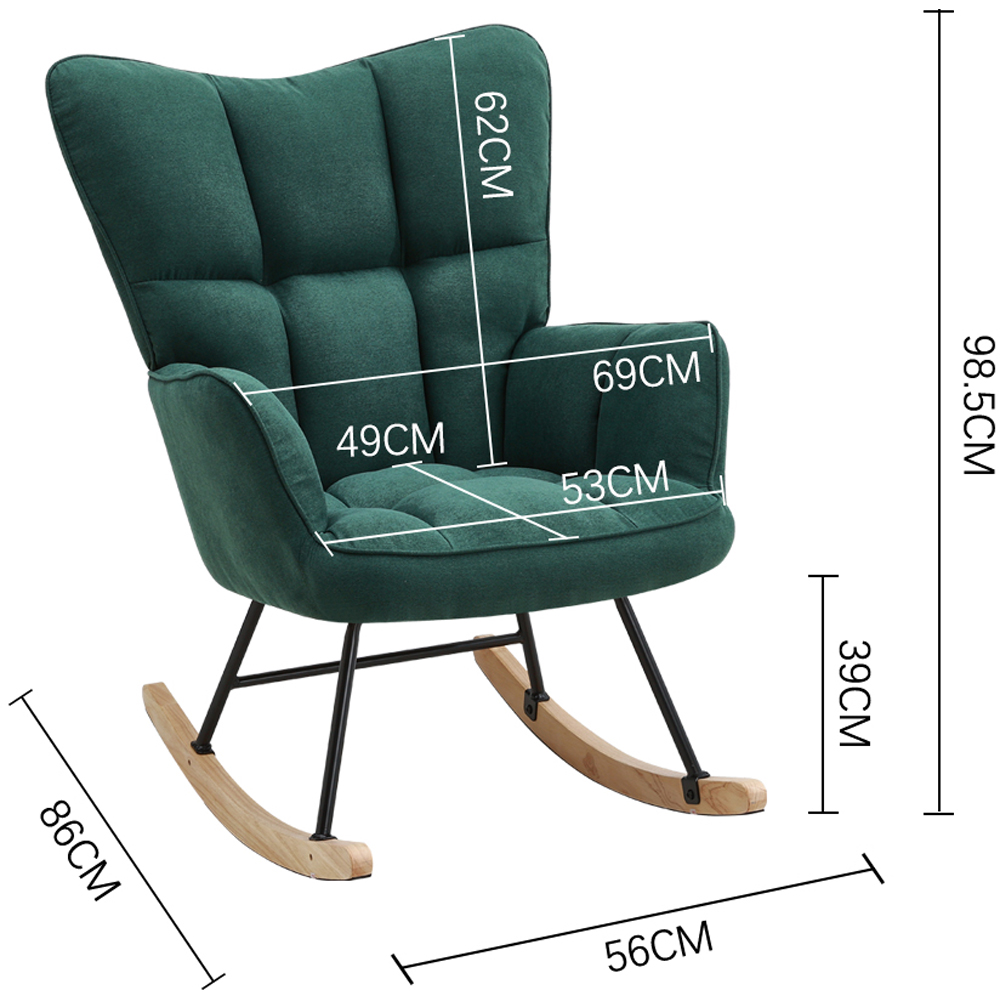 Living and Home Green Tufted Upholstered Rocking Chair Image 9