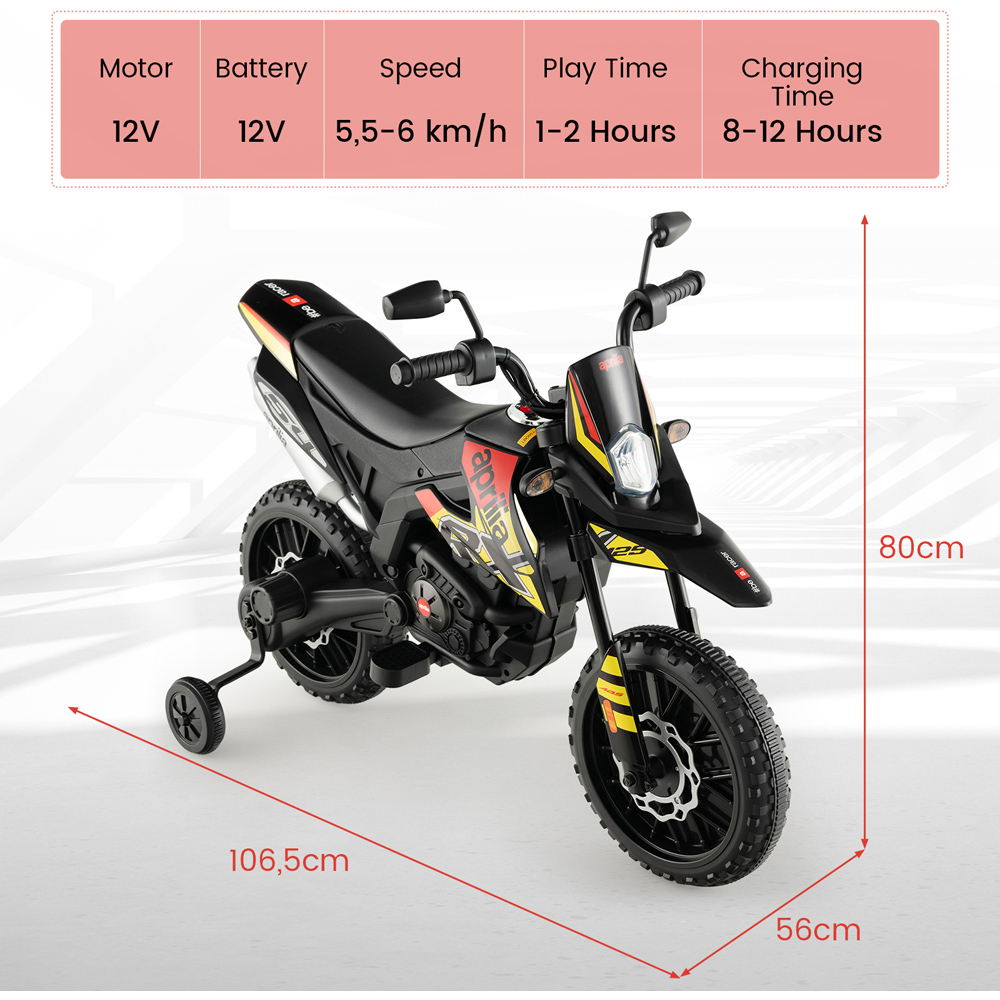 Costway Black Battery Powered Toddler Motorbike with Music Image 9