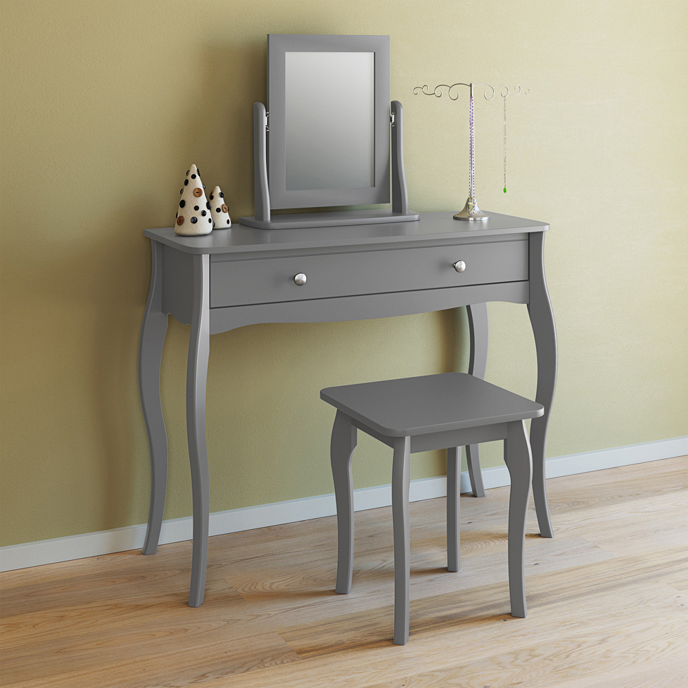 Florence Baroque Grey Dressing Table Stool Image 6