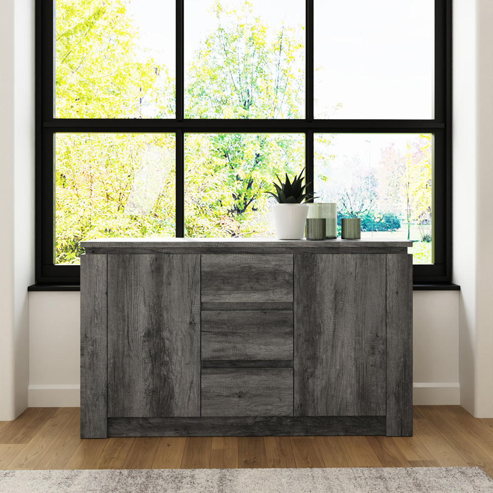 GFW Canyon 2 Door 3 Drawer Charcoal Grey Sideboard Image 6