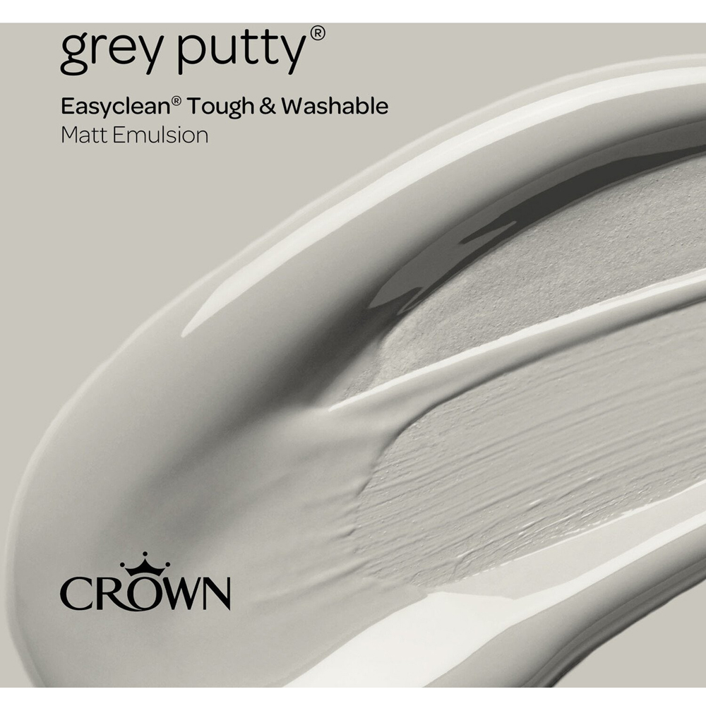 Crown Easyclean Grey Putty Matt Emulsion Multisurface Paint 2.5L Image 7