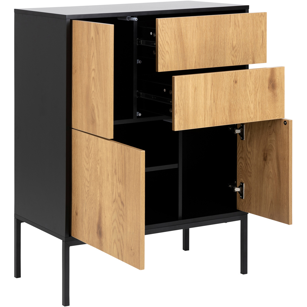 Florence Seaford 3 Door 2 Drawer Black and Oak Sideboard Image 5