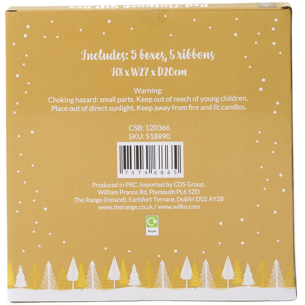 Pack of 5 Flatpack Gift Boxes Red Image 2