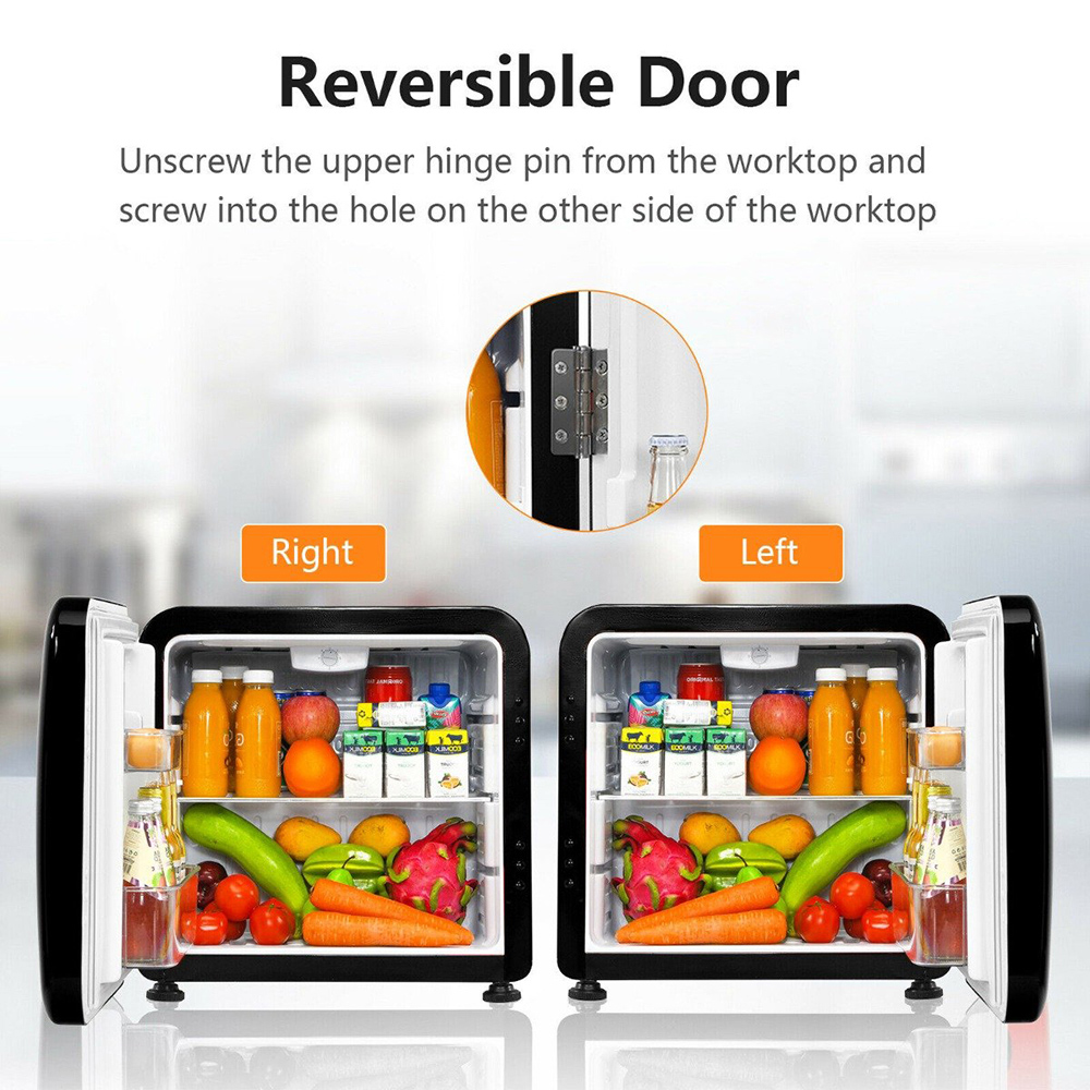 Costway Black 45L Compact Refrigerator with Reversible Door Image 7