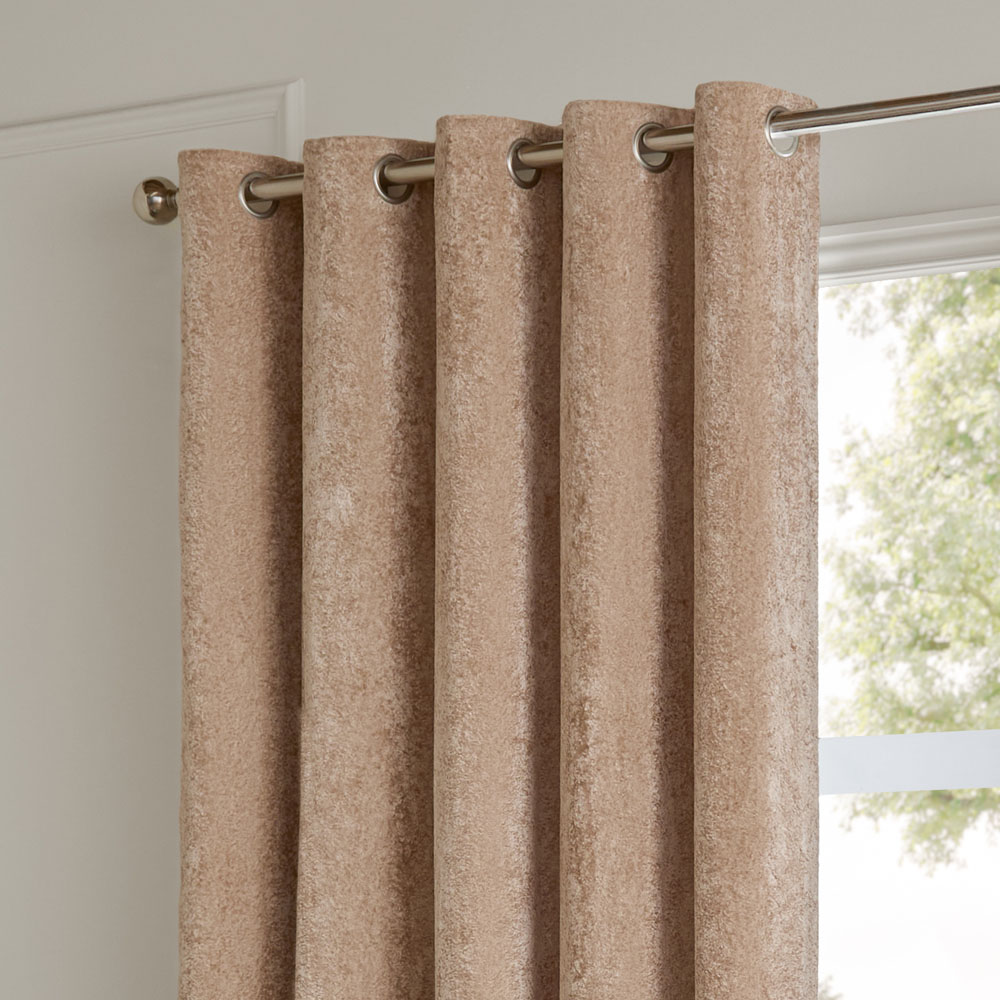 Paoletti Lustre Oyster Velvet Fully Lined Eyelet Curtains 229 x 229cm Image 3