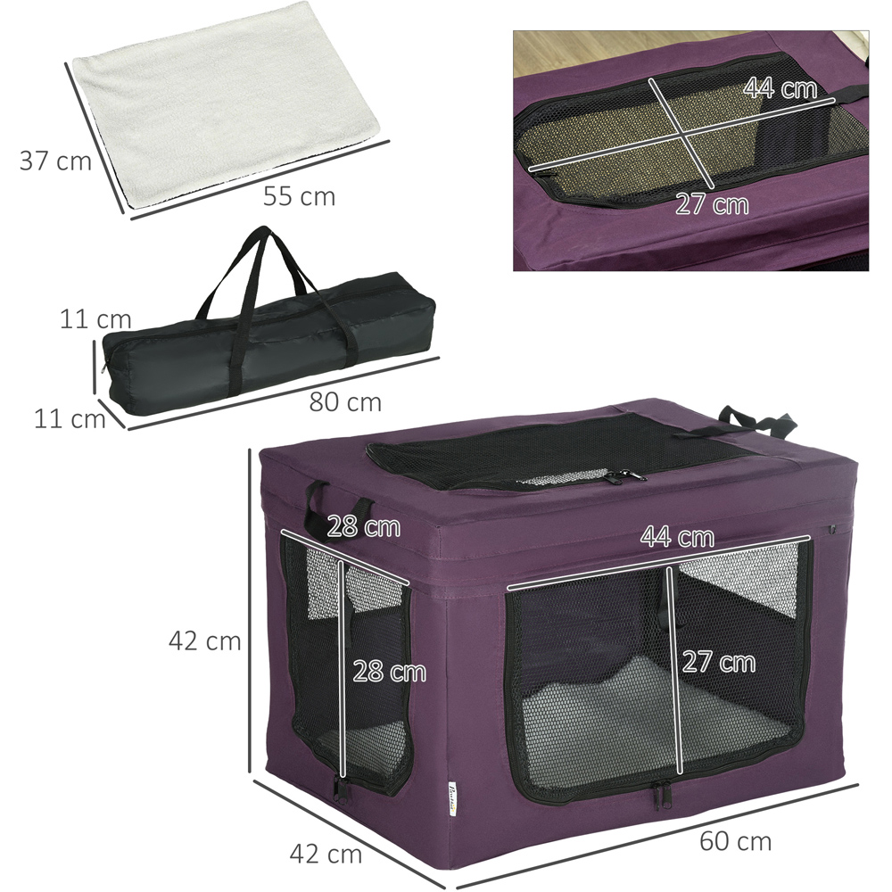 PawHut Purple Soft Side XS Dog Pet Carrier with Cushion Image 7