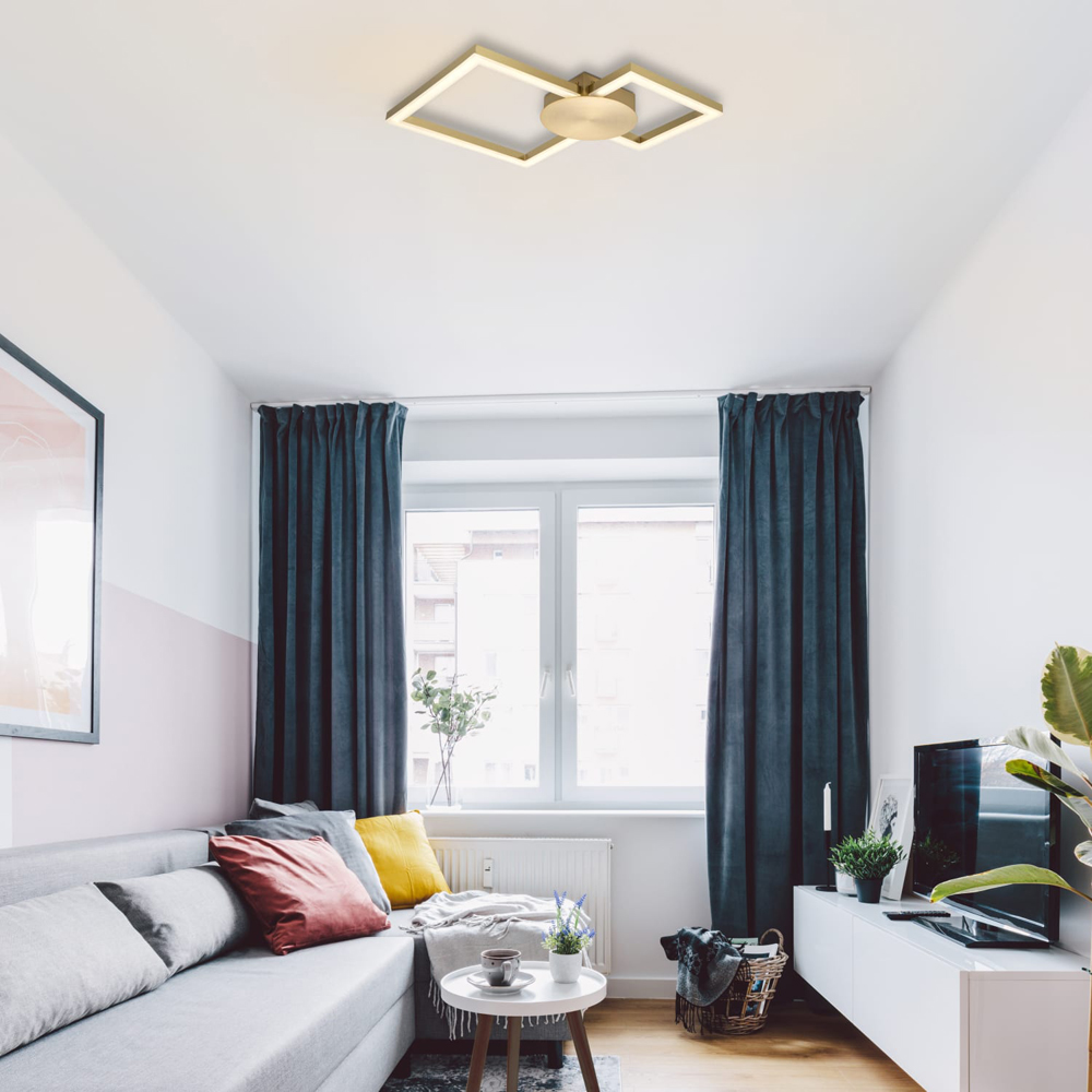 Cosylyte Miles 2 Square Brushed Brass LED Flush Ceiling Light Image 6