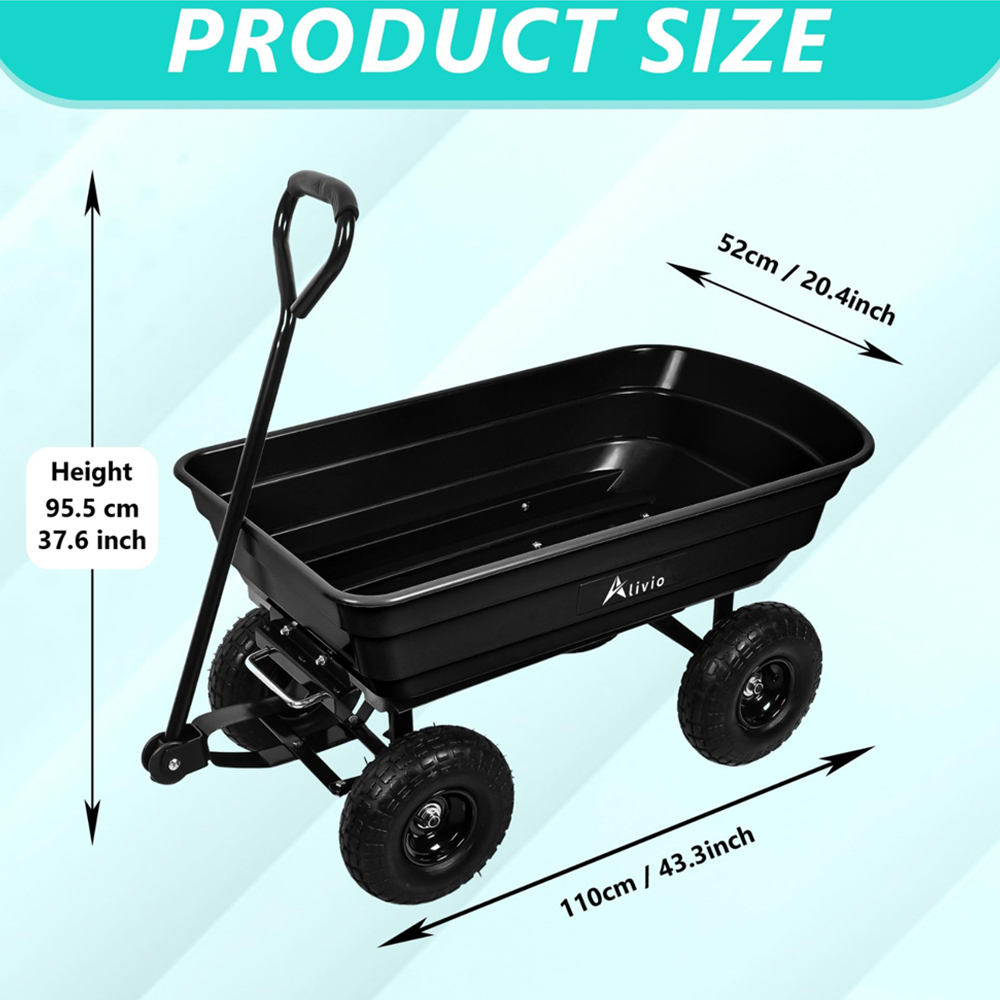 Alivio Heavy Duty Garden Wheelbarrow Cart 75L Image 9