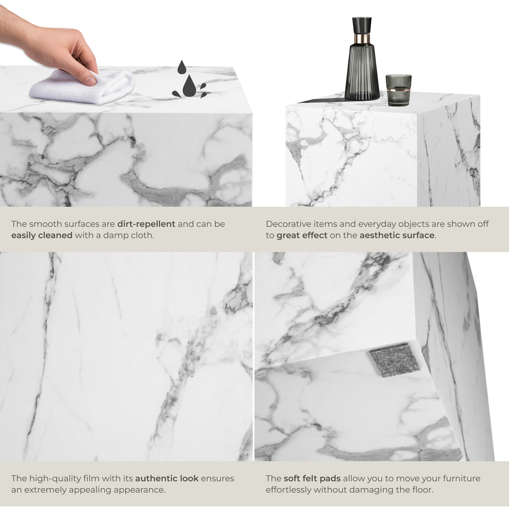 Tectake Lasley White Marble Cube Design Coffee Table Image 4