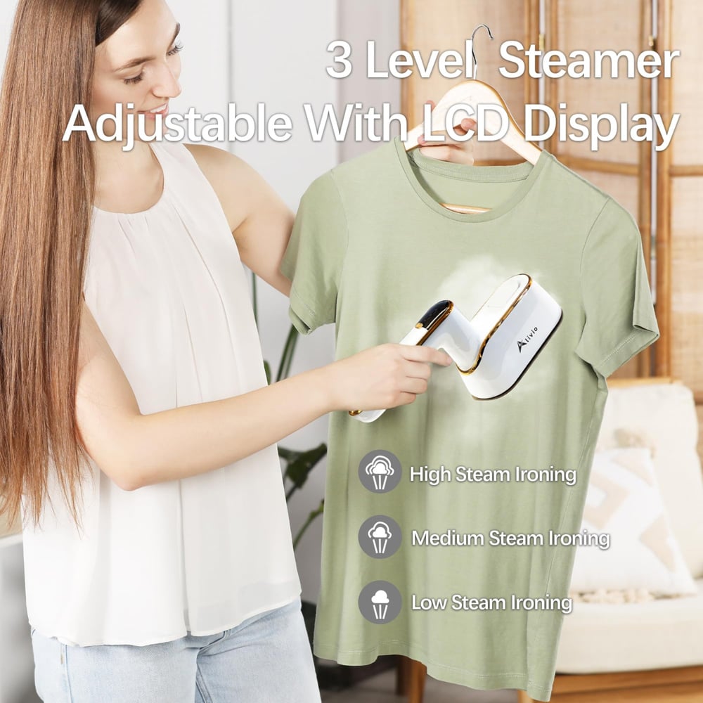 Alivio 2-in-1 White Steam Iron with LCD Screen and 180 Degree Rotating Handle Image 7