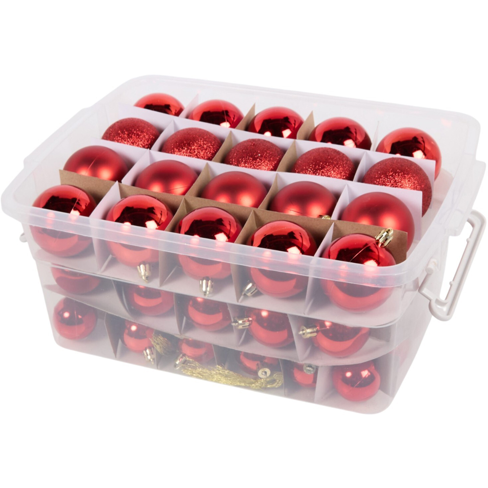 Pack of 70 Christmas Baubles Red Image 3